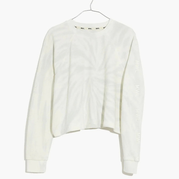 MWL Madewell tie dye knit Crop Sweatshirt in morning mist white M - Picture 4 of 11